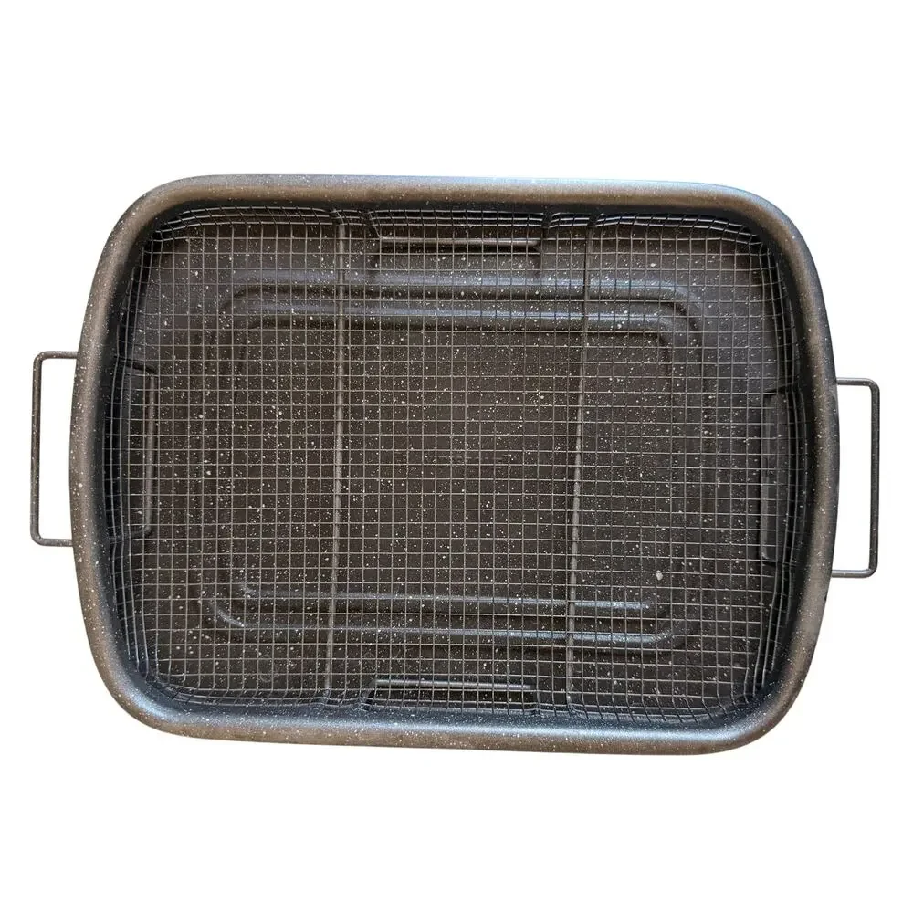 GraniteStone Copper Air Fryer Pan Non-Stick Oven Baking Tray Crisping Basket 2pc